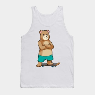 Bear as Skater with Skateboard Tank Top